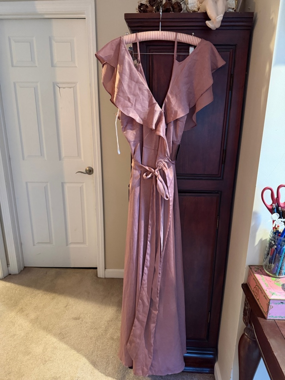 Lulu's Mauve Ruffle Wrap Maxi Dress NWT
